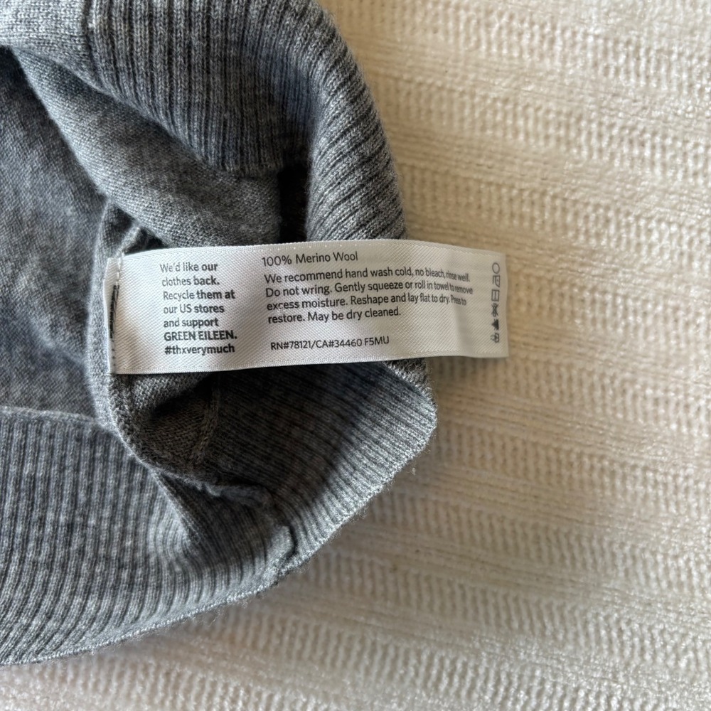 Eileen Fisher Grey 100% Merino Wool Boxy Oversized Sweater Large F5MU - Picture 5 of 9